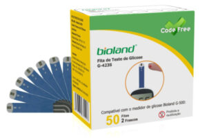 Fita de Teste de Glicose G423S Bioland caixa e fitas